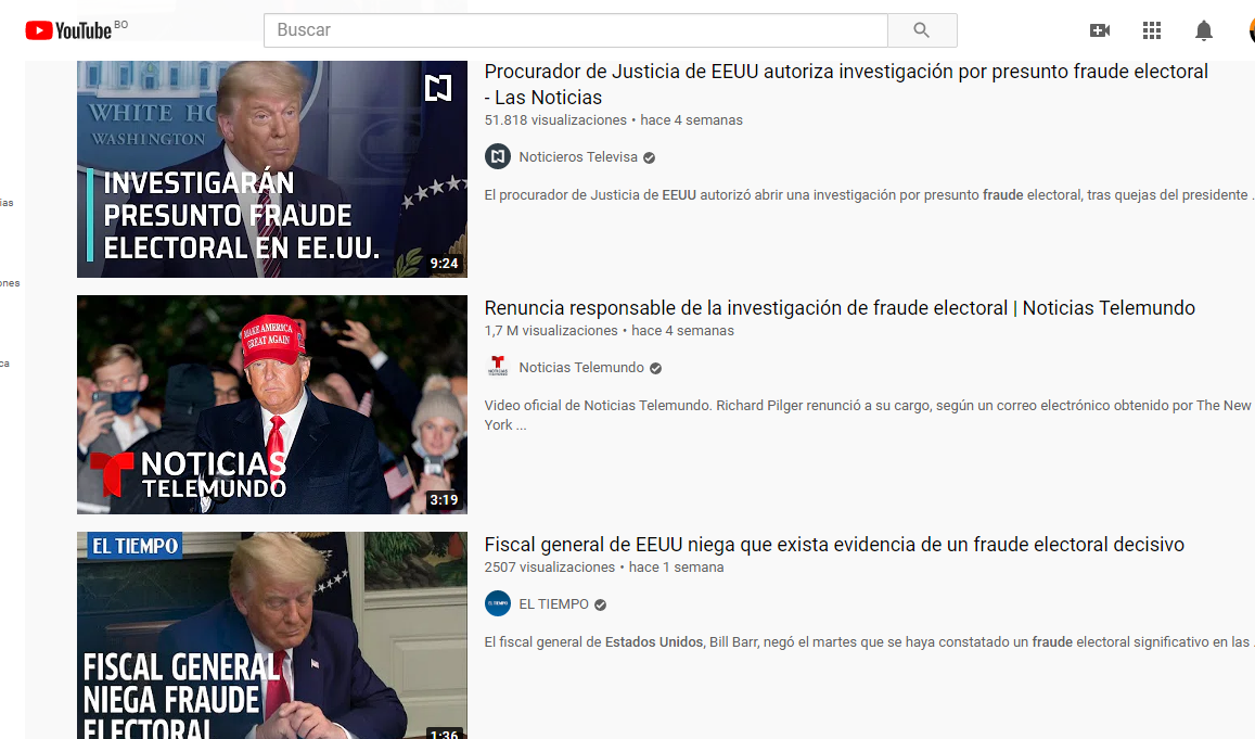YouTube comenzó a filtrar noticias sobre las elecciones en EEUU / CAPTURA PANTALLA