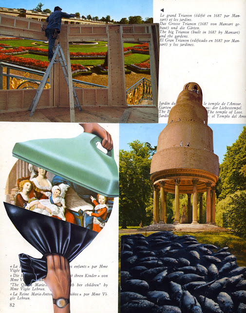 Collage from altered guidebook, The Future Really is Up in the Air