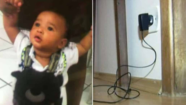 Alerta aos pais: bebê morre eletrocutado após colocar fio de carregador na boca