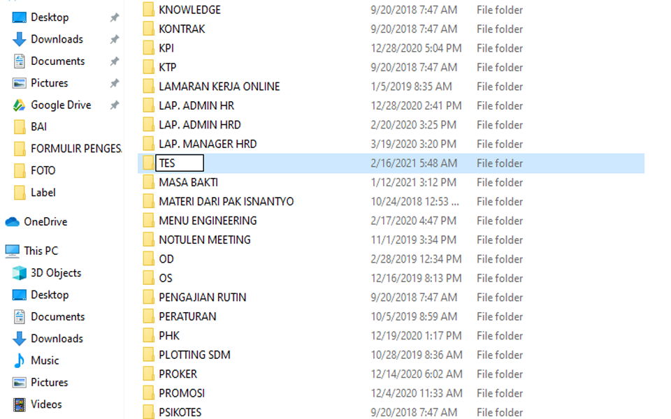 Cara Mengubah Nama atau Rename Folder Menggunakan Tombol Shortcut Pada Keyboard Bayi Komputer