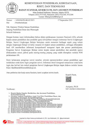 Surat Pengisian Survei Lingkungan Belajar