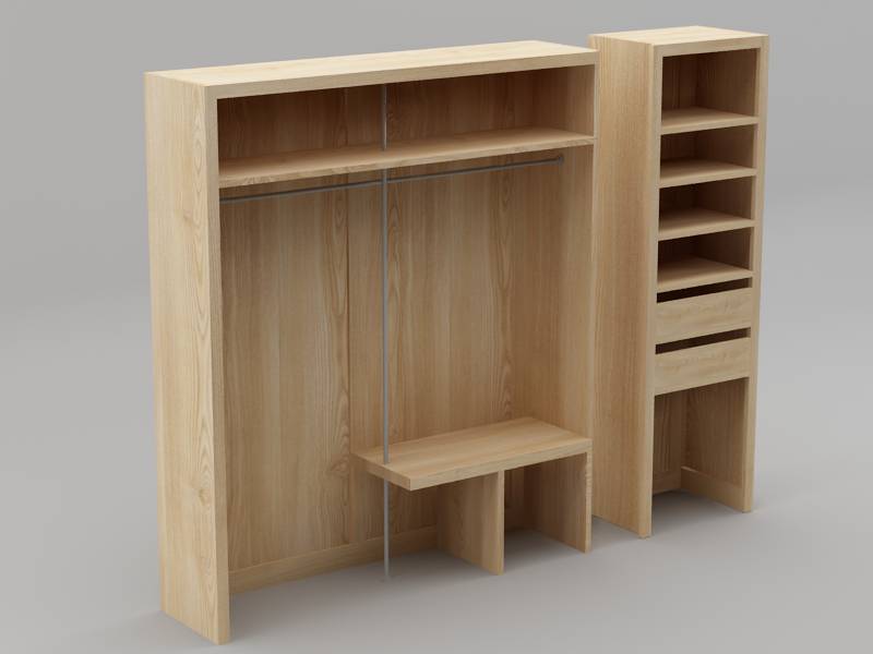 Wardrobe Without Door Design Idea Funiture Cad Drawing and 3D Imaging