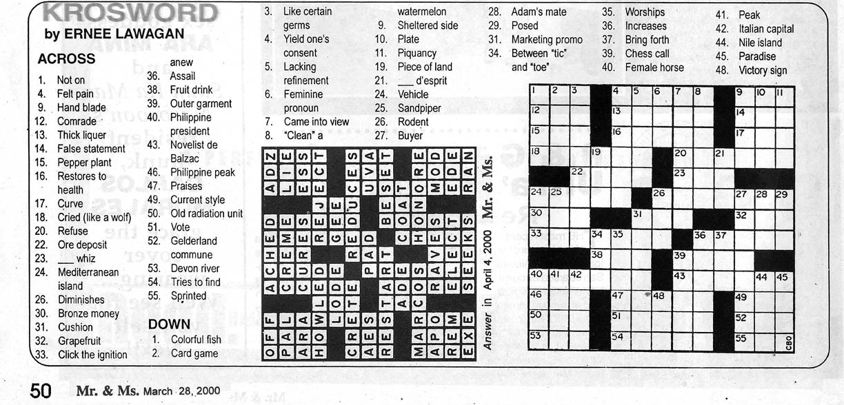 ALAM MO BA 'TO? (Do You Know This?) Crossword Puzzles TV Star Guide