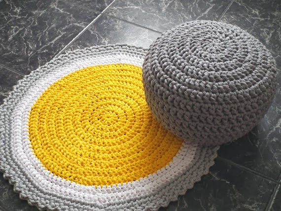 yellow crochet rug - looping home