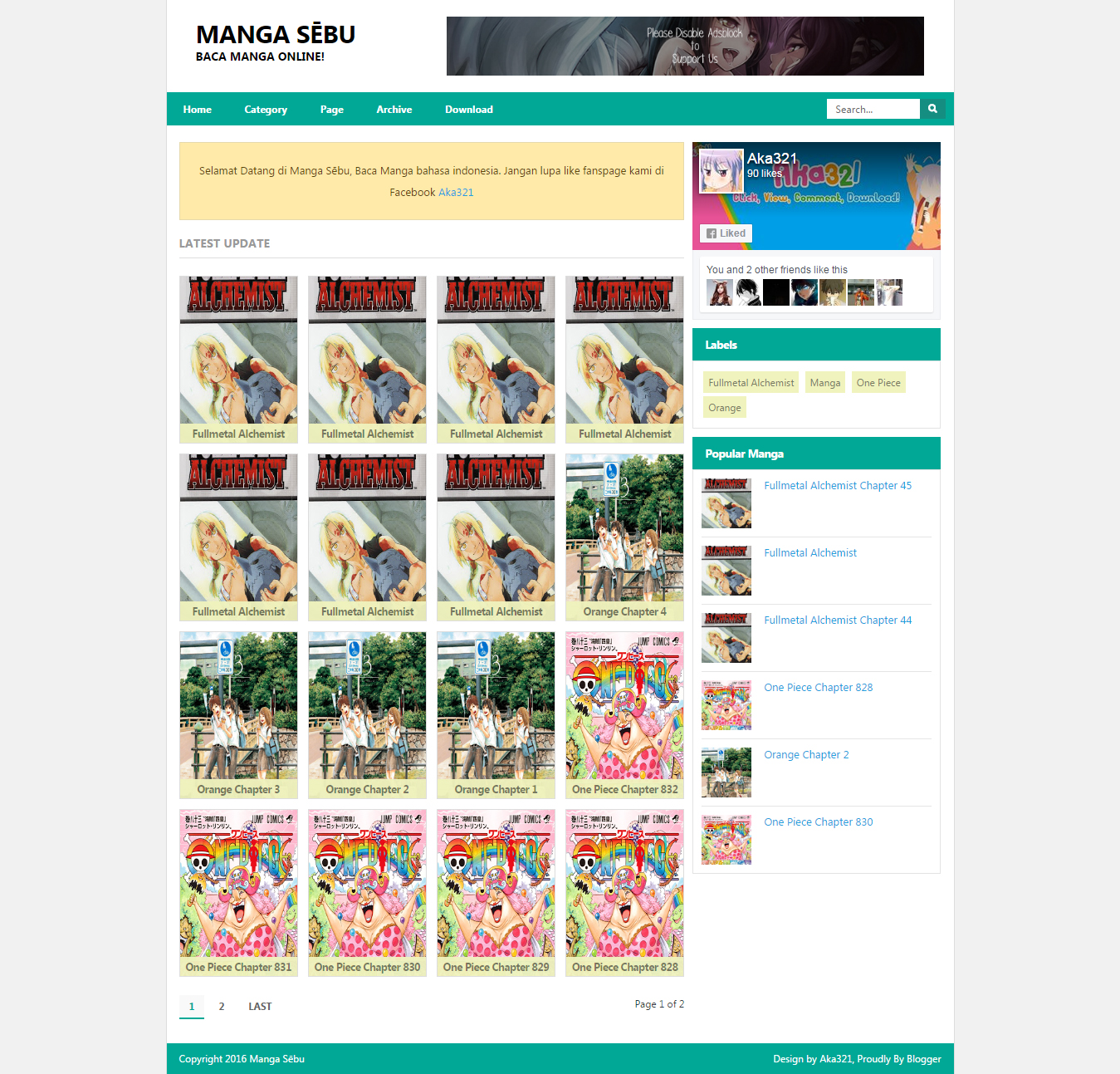 Manga Sēbu v1.1 Blogger Template Aka321