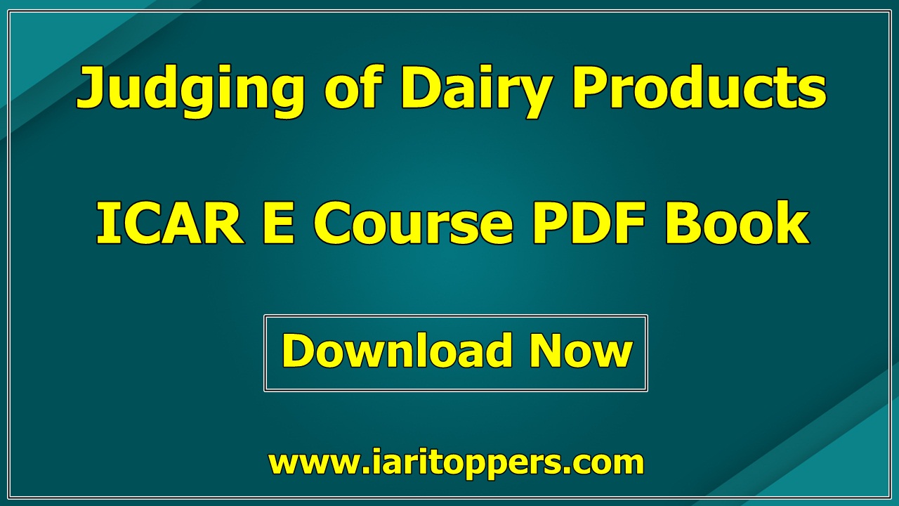 Judging Of Dairy Products ICAR e course PDF Download E Krishi Shiksha