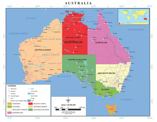 Berdasarkan kondisi geografis sebagian besar wilayah benua australia berupa