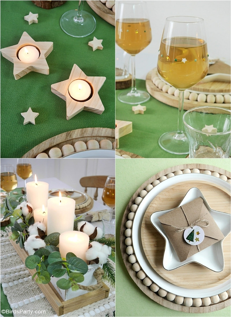 Neutral Farmhouse Christmas Tablescape with Easy DIY Décor - quick and easy re-purposed décor that's also budget friendly for a cozy Holiday table! by BIrdsParty.com @birdsparty #diy #table #tablescape #Christmas #Christmastable #Christmastablescape #neutralfarmhouse #farmhousetable #farmhousedecor #neutraldecor #neutralChristmas #neutralChristmastablescape #naturalChristmas #naturaldecor #Holidaytablescape #farmhouse