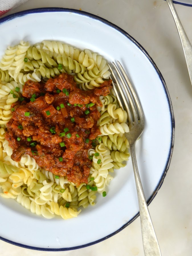 Boloñesa con soja texturizada 