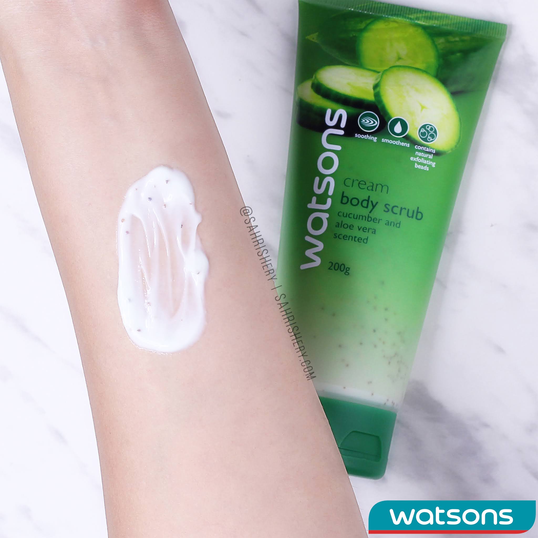 Watsons Gel Body Scrub Cucumber & Aloe Vera Review Sahrish Beauty