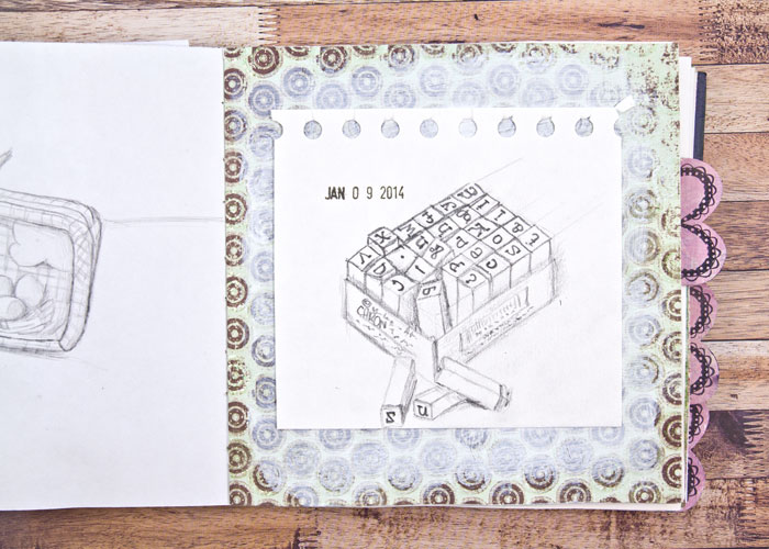 inside the Patterned Paper Sketchbook by Kim Dellow