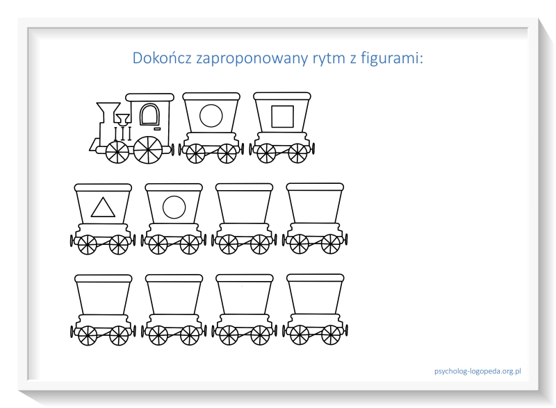 karty pracy pociag rytmy sekwencje dla dzieci