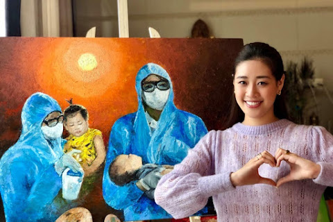 Hoa hậu Khánh Vân xin lỗi khi vẽ tranh không xin phép