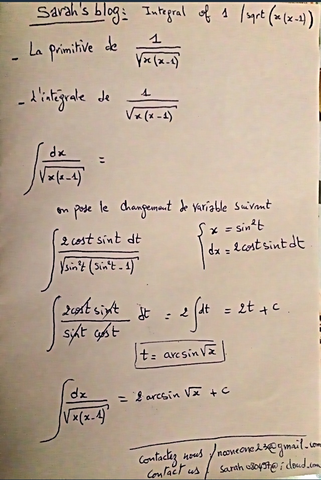 L’intégrale de 1/sqrt(x(x1)) Get formed to perform