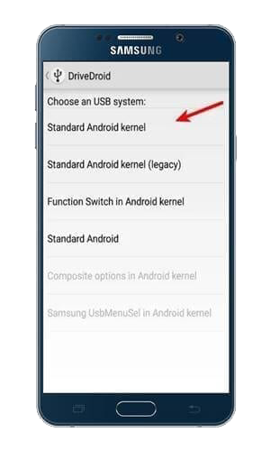 توصيل الهاتف و اختيار Standard Android Kernel