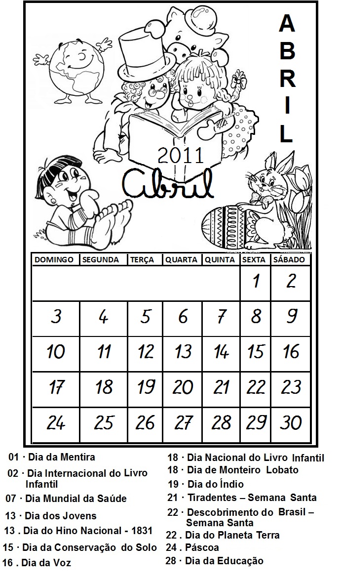 PARAÍSO DO EDUCANDO Calendário Abril