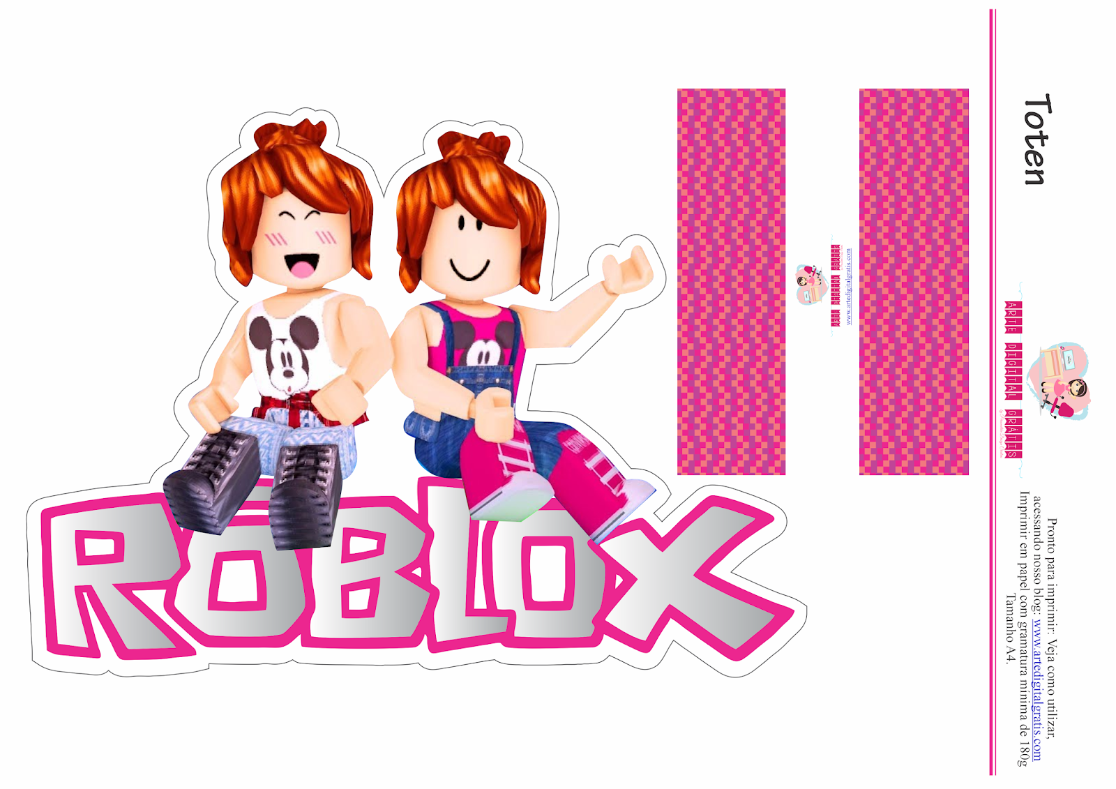 Kit Festa Roblox Menina para imprimir