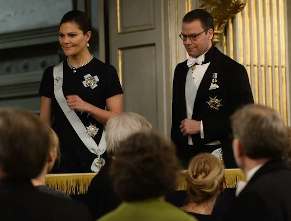 Queen Silvia, Crown Princess Victoria, Princess Sofia, Princess Madeleine wore lace gown, diamond earrings, gold earrings