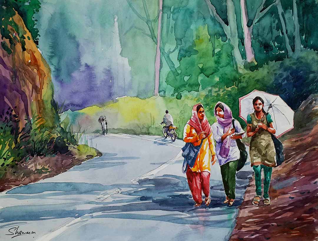 Creative Artist. Shameem kerala village.watercolour on paper