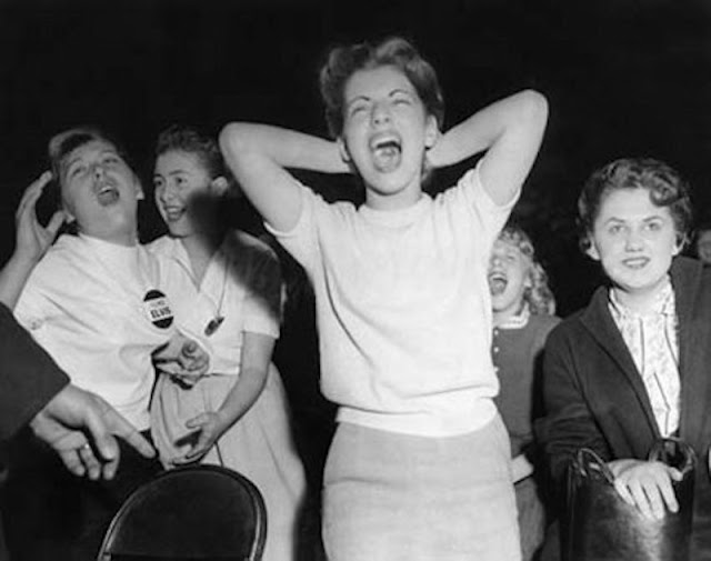 Young Elvis fans Mar. 28, 1957, screaming while watching Elvis perform. Pirate Radio and Sealand and Other stories of Rock, Radio, and Regulations. Marchmatron.com Young Elvis fans Mar. 28, 1957, screaming while watching Elvis perform. Pirate Radio and Sealand and Other stories of Rock, Radio, and Regulations. Marchmatron.com