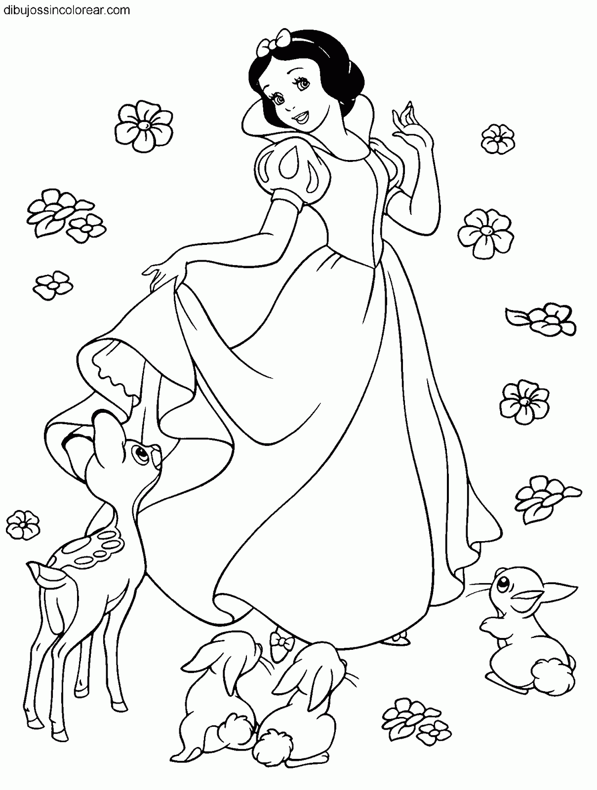 Dibujos Sin Colorear Dibujos De Blancanieves Princesa Disney Para