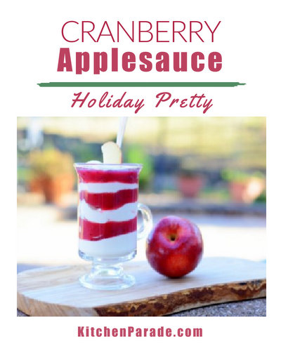 Homemade Cranberry Applesauce in Yogurt Applesauce Parfaits ♥ KitchenParade.com, a simple, healthy fruit dessert.