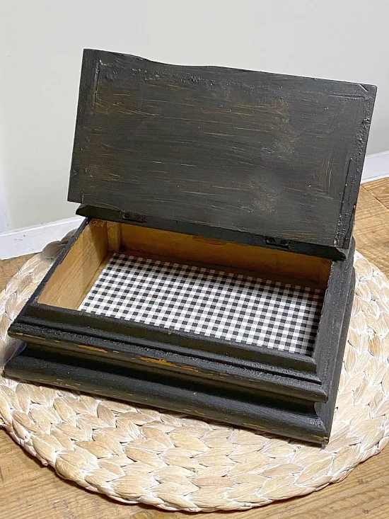 Buffalo Check lined Wooden box for Office Supplies
