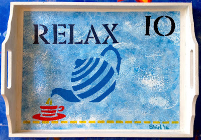 Relax @10 Tea Tray Mixed Media on Wooden Canvas @The Art of Creativity Studio Mixed Media on Wooden Canvas @The Art of Creativity Studio