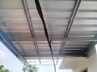 Kanopi Galvalum di Teras Lantai 2 Posisi kabel PLN dibawah Kanopi baja ringan galvalum betek