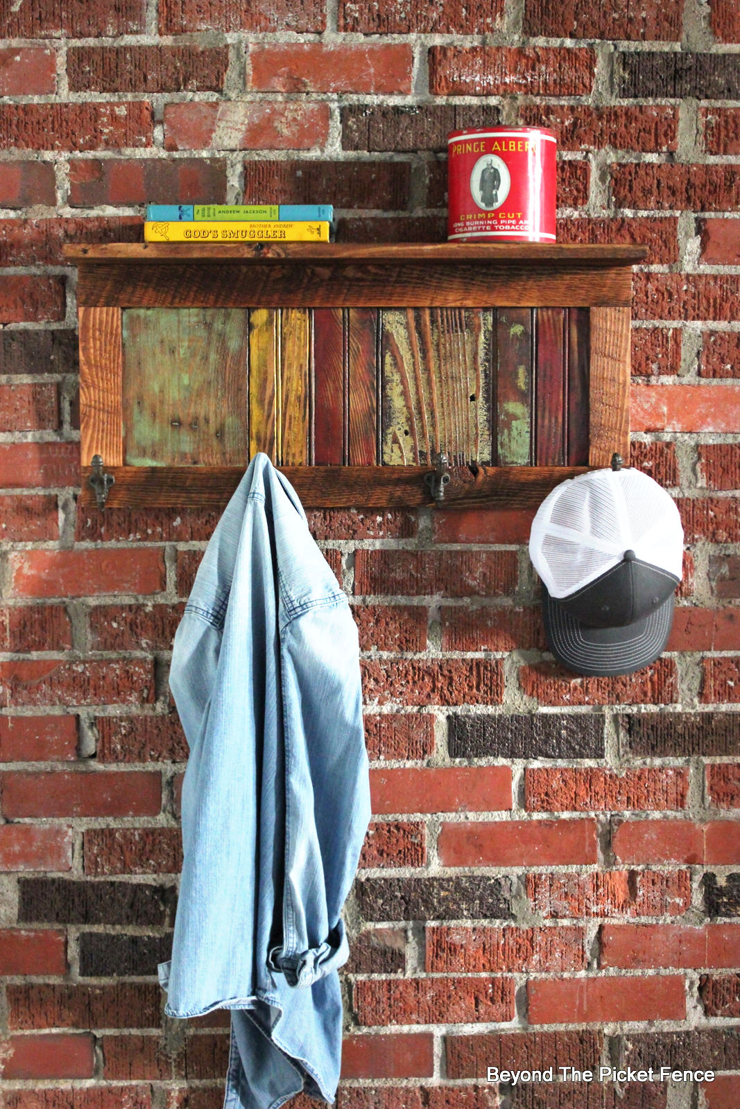 Beyond The Picket Fence Colorful Rustic Coat Hook and Shelf