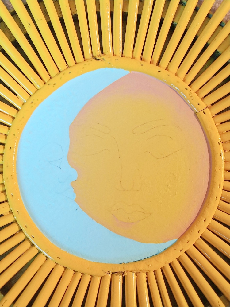 Repurposed Rattan Baskets Sun & Moon Paintings