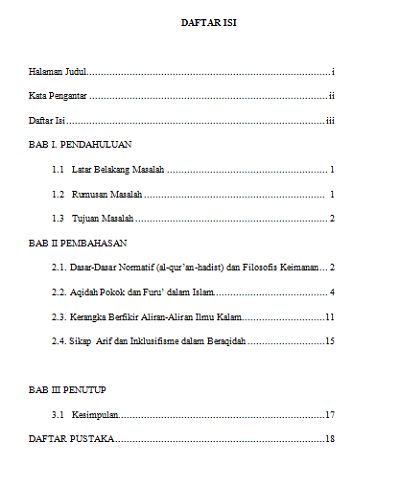 Contoh Daftar Isi Makalah yang Benar [Update]  Tutorial 