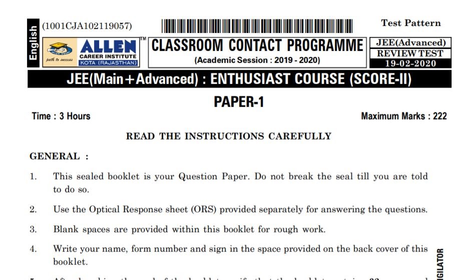 Allen Mock Tests for JEE MAINS & ADVANCED with solutions(in pdf) (1)