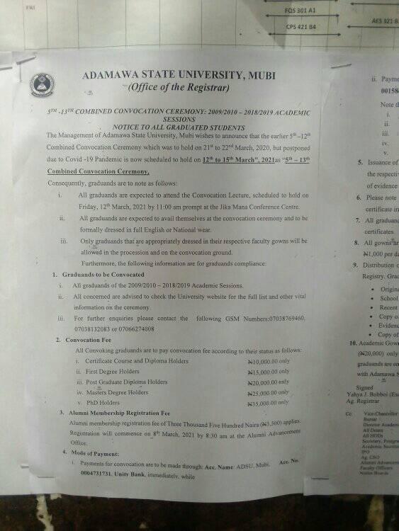 ADSU Convocation Fee Payment, Gown & Certificate Collection 2021