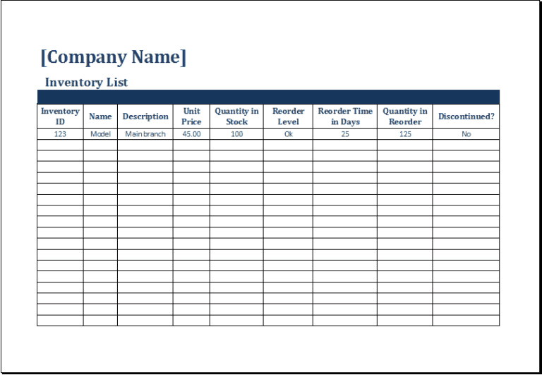 Simple Inventory templates in spreadsheet format