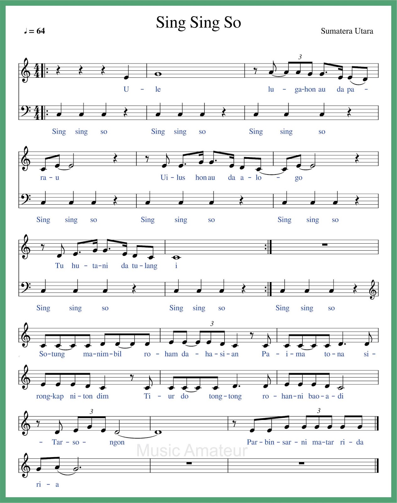 Not Angka Sing Sing So - SEPUTAR MUSIK