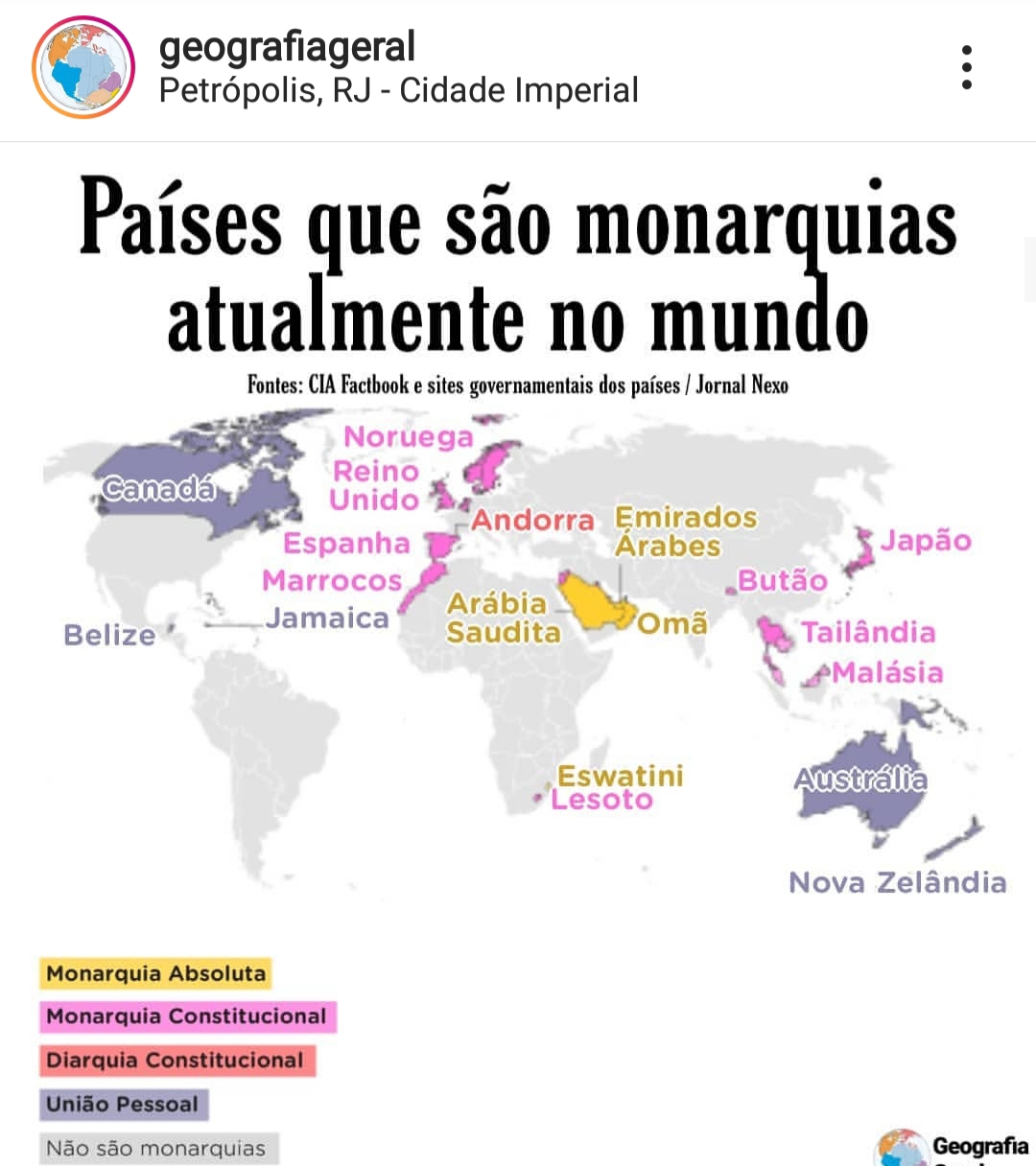 FÓRMULA GEO Países que são monarquias atualmente no mundo FÓRMULA GEO Países que são monarquias atualmente no mundo