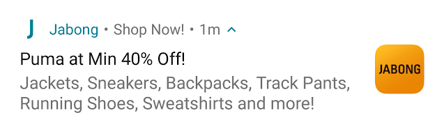 Notification from Jabong