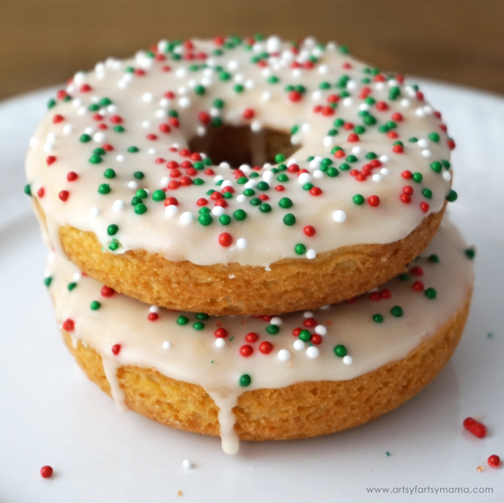 Enjoy Frosted Sugar Cookie Donuts or Reese's Peanut Butter Cup Donuts at home with this simple baked donut recipe! #DelightfulMoments