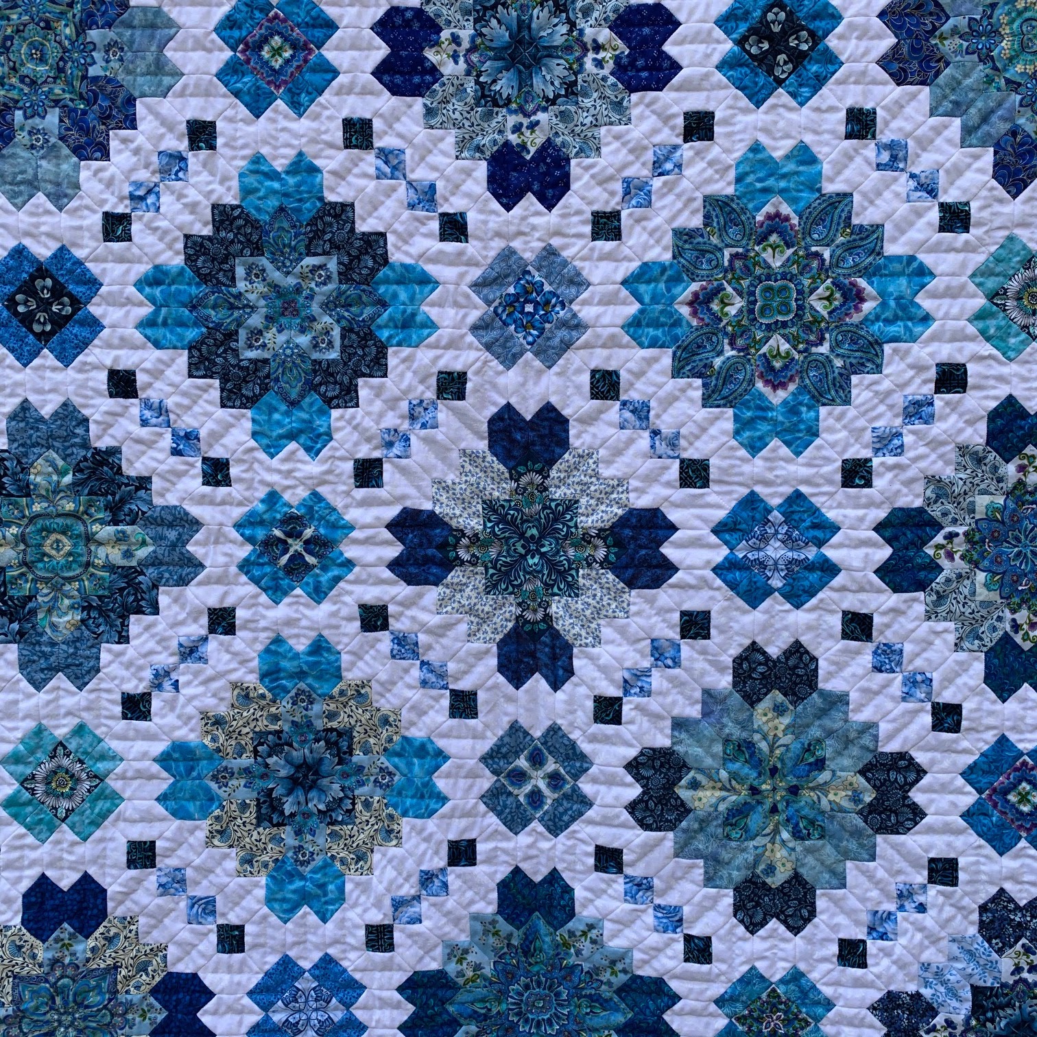 Wendy's Quilts and More All The Blues. A Lucy Boston quilt by Joy Hill
