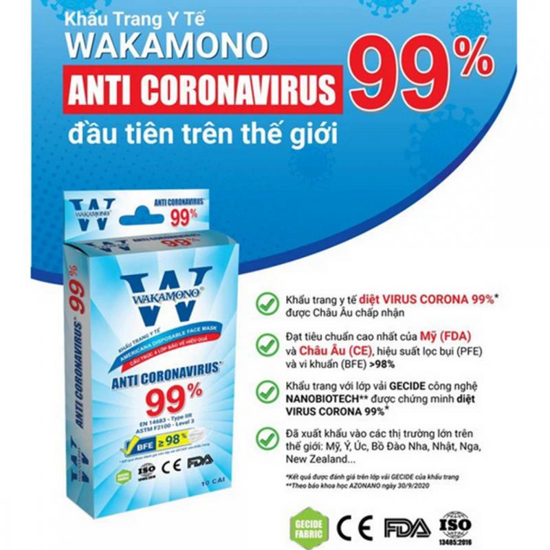 Khẩu trang y tế WAKAMONO (4 Lớp, Hộp 10 Cái)