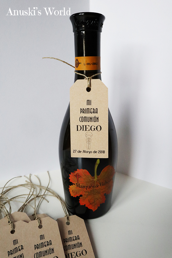 Etiquetas de botella de vino personalizadas, primera comunión de