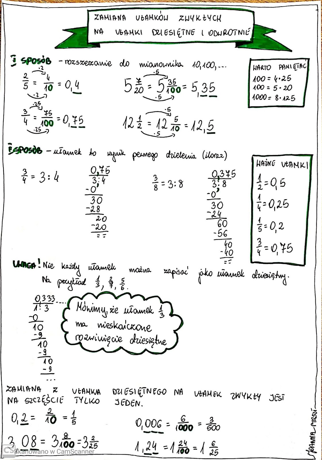 Ułamki Dziesiętne Klasa 5 Pdf Działania na ułamkach zwykłych i dzisiętnych. - klasa 5 (23.04.2020)