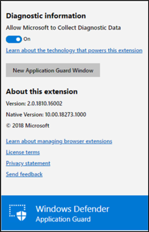 Estensione del browser Windows Defender Application Guard