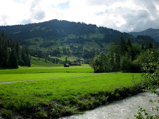 River Simme flowing toward Lenk, Switzerland.
