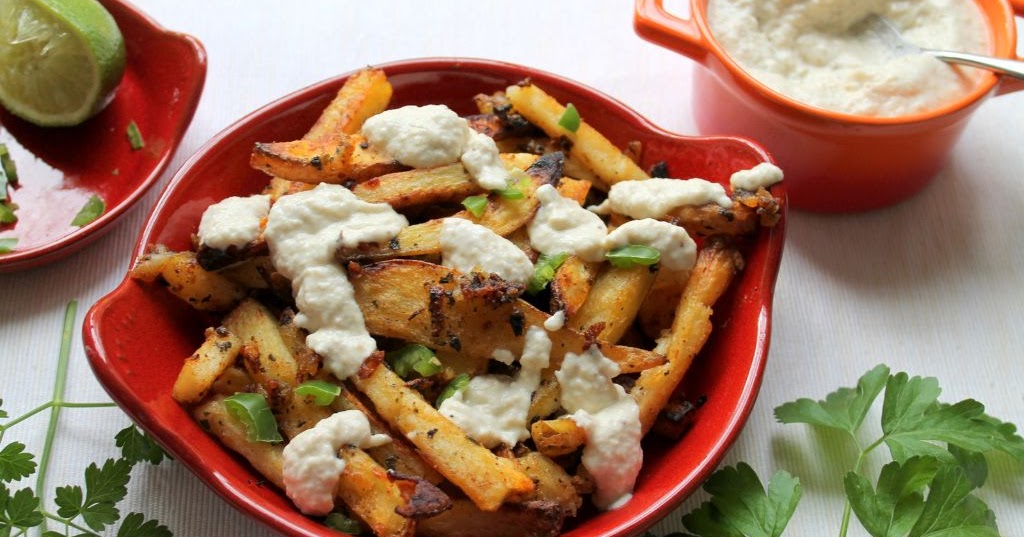 BAKED BATATA HARRA FRIES WITH EGGPLANT DIP RECIPE LEBANESE RECIPES