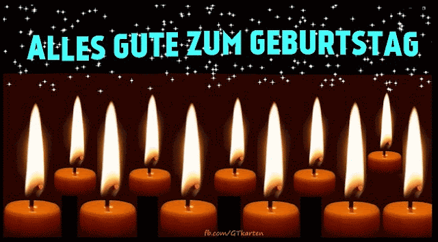 Begleitet von Kerzen, Geburtstags-GIF-Nachricht