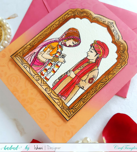 Video tutorial of Anniversary card ideas, CrafTangles stamps, Indian wedding card ideas, DIY wedding invitations, quillish, Hindu marriage cards, Anniversary card ideas