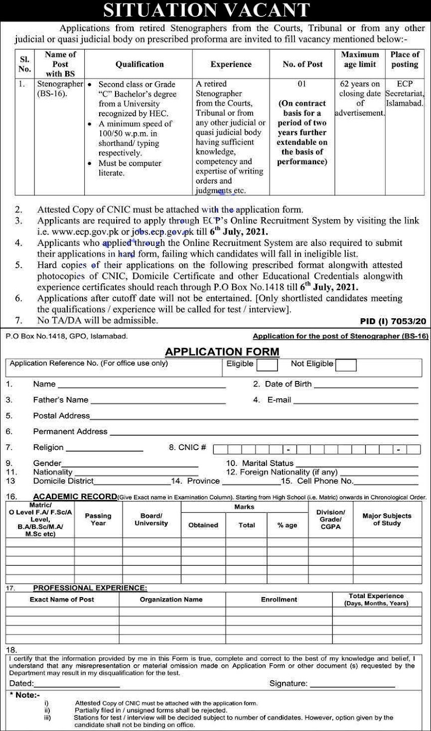Latest Jobs In Election Commission of Pakistan ECP 2021