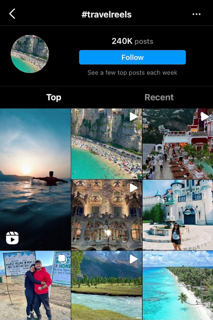 Travel reels hashtags for Instagram